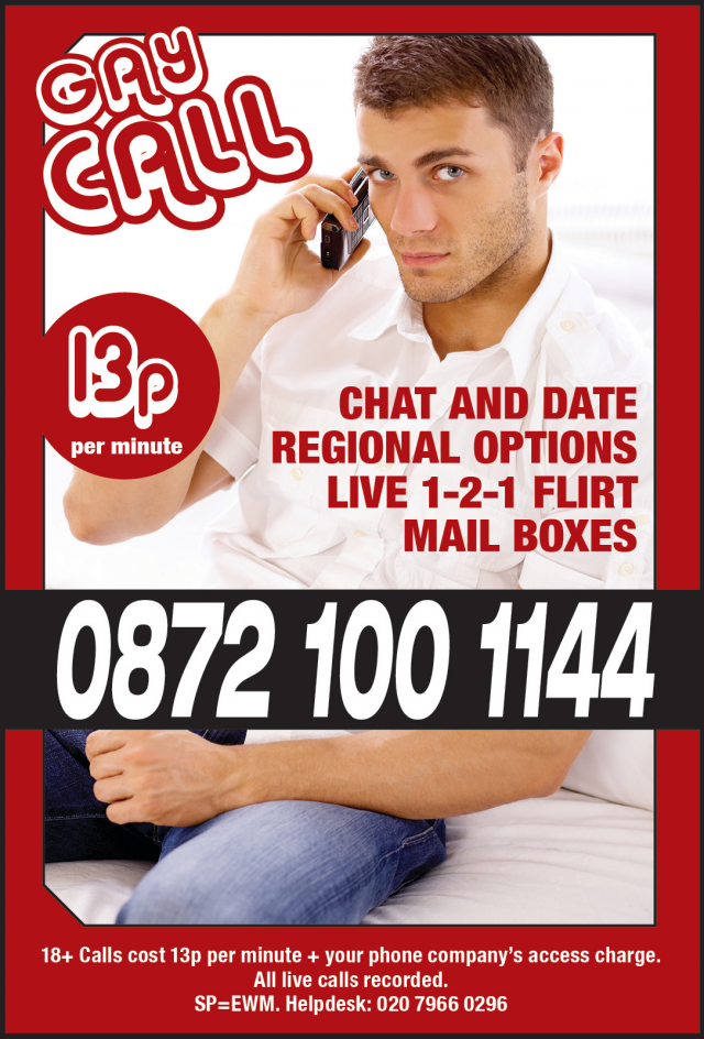 Cheap mobile gay chat line 8p per minute 0800 number. for gay phone chat fun