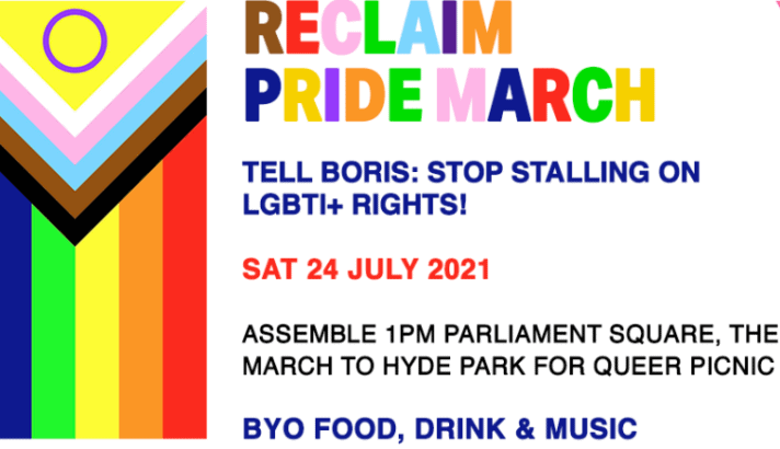 Reclaim Pride London 2021 march