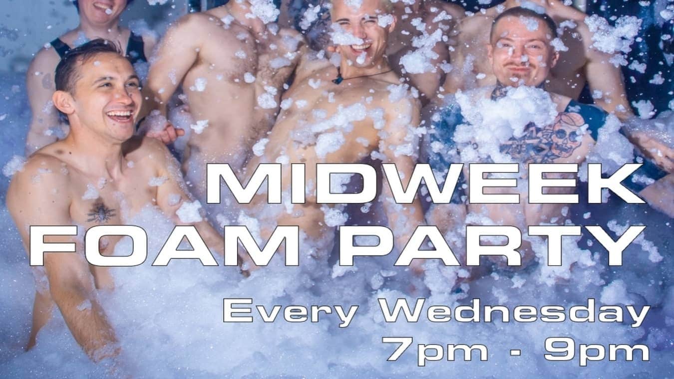 Sweatbox Soho gay foam party is on a Wednesday evening.