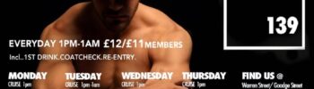 What's on at Vault 139, a gay cruise bar in London.