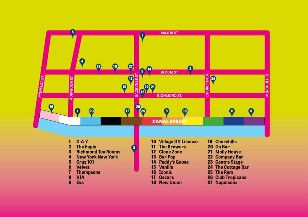 Manchester Gay Village gay bar map