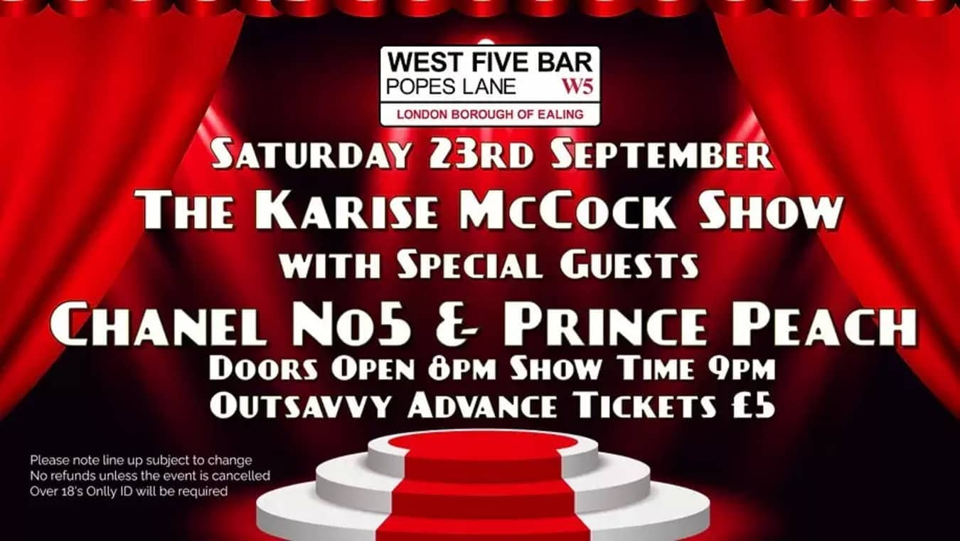 Saturday night cabaret show event at West 5 gay bar in London.