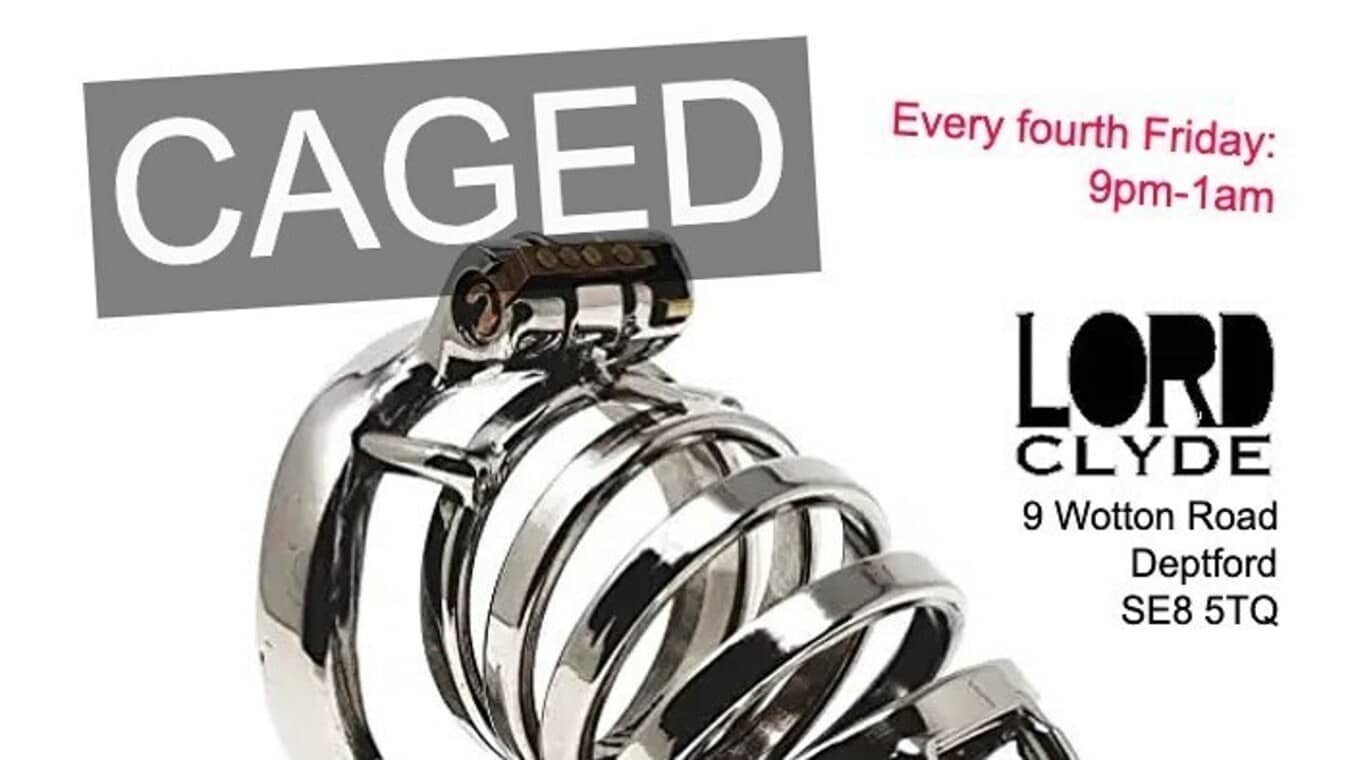 Caged at a gay cruise night in The Lord Clyde gay bar.