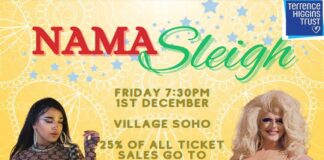 NamaSleigh cabaret fundraiser at Village Soho for THT on World AIDS Day.