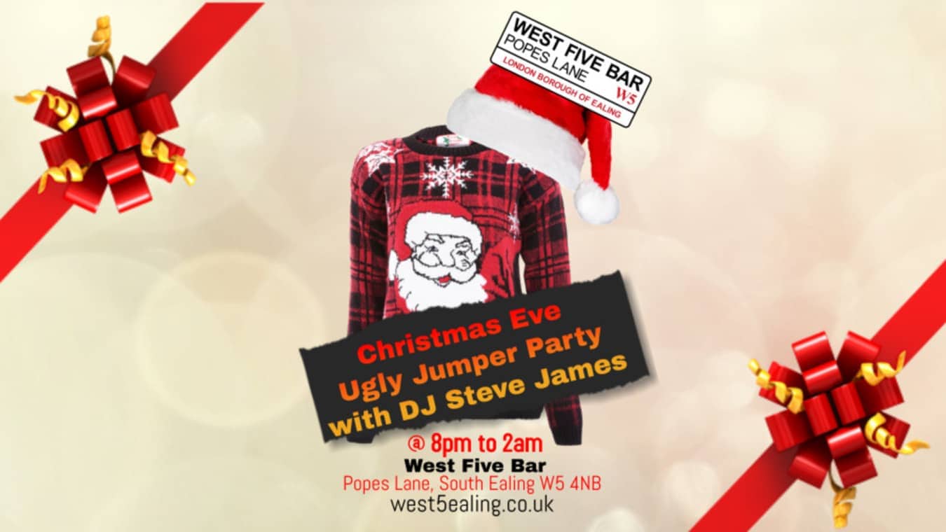 Ugly Christmas jumper competition at West Five bar.