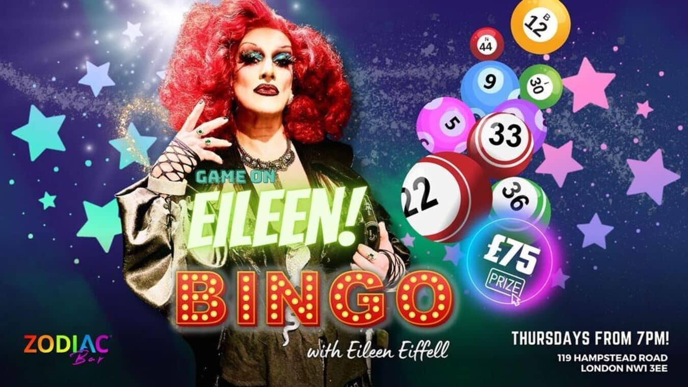 Drag bingo at a gay bar in North London every Thursday night.