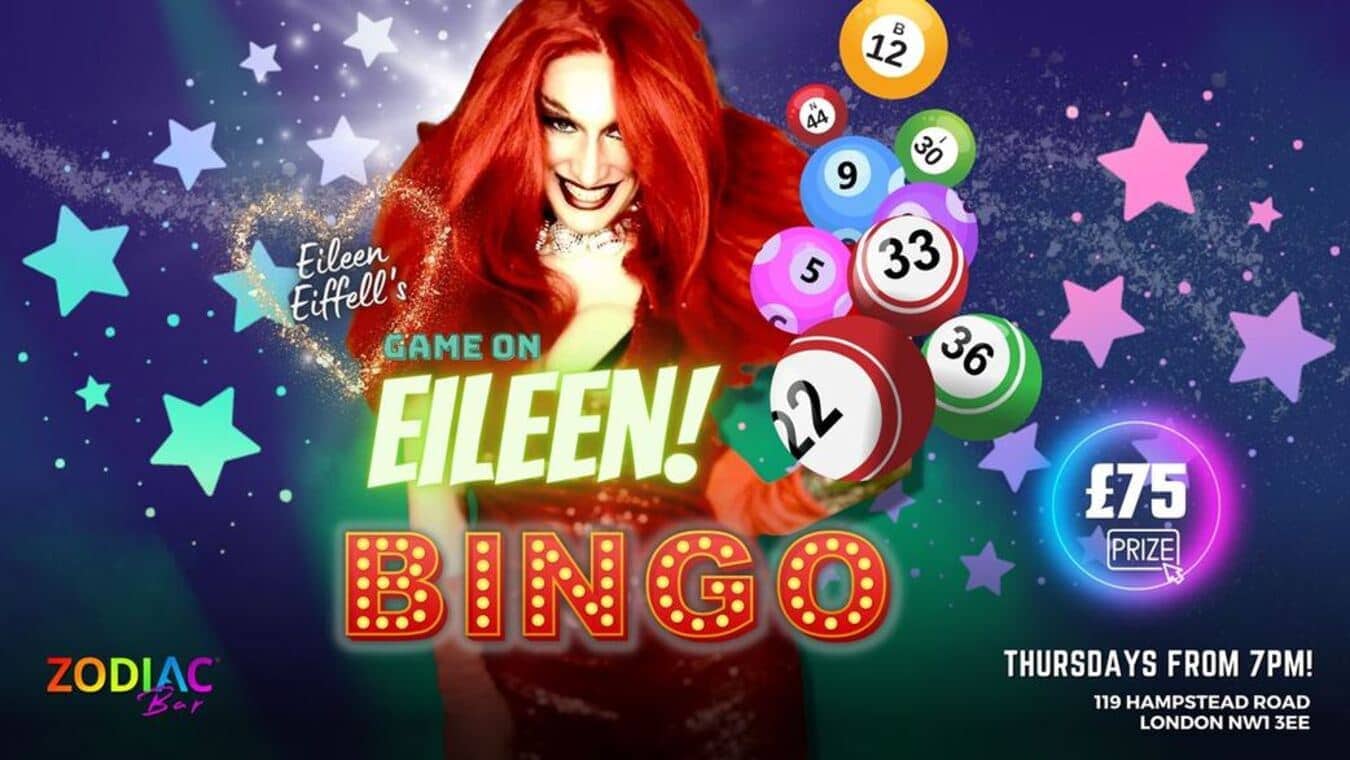 Eileen Drag Bingo event at Zodiac bar in London.
