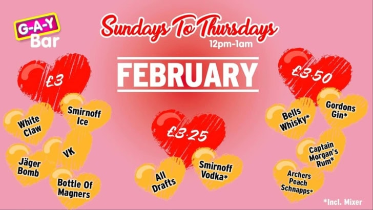 February Sale at G-A-Y Bar