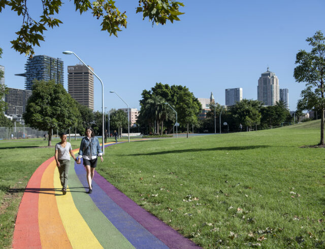 Queer Sydney Australia and the rainbow walkway.