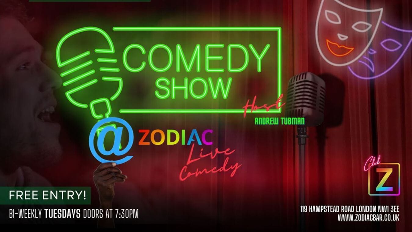 Queer comedy show at Zodiac gay bar in London.