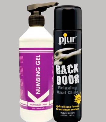 Better in bed, sex essentials special! Image of pour back door lube and numbing gel