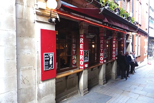 Secret Gay Bars such as Retro bar in London.