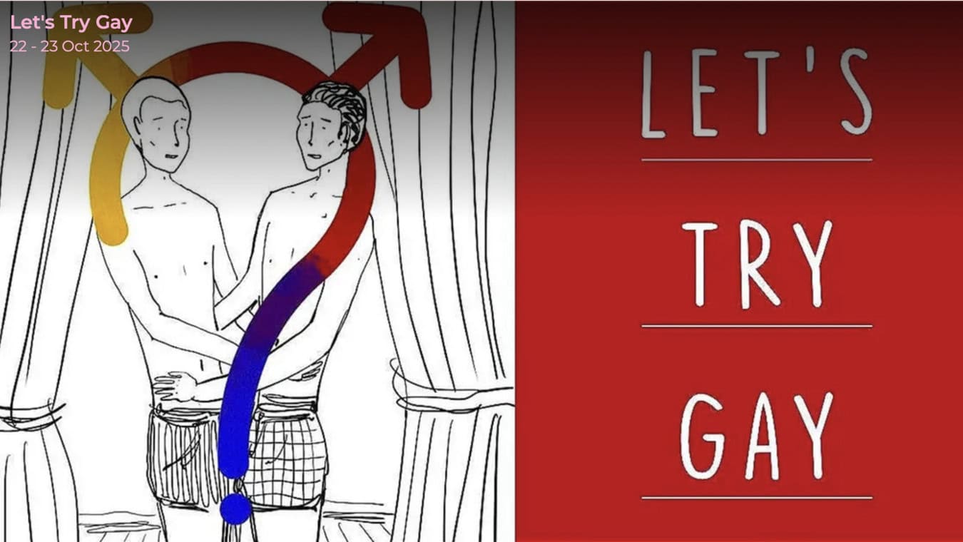 Let’s Try Gay is a gay themed play at The Bread and Roses Theatre in London on the 22nd and 23rd October 2025
