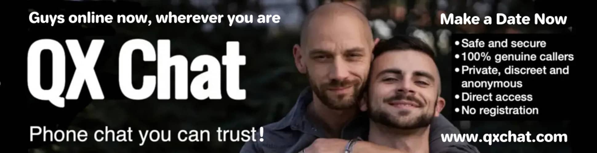 QXchat is a gay chat line in the UK.