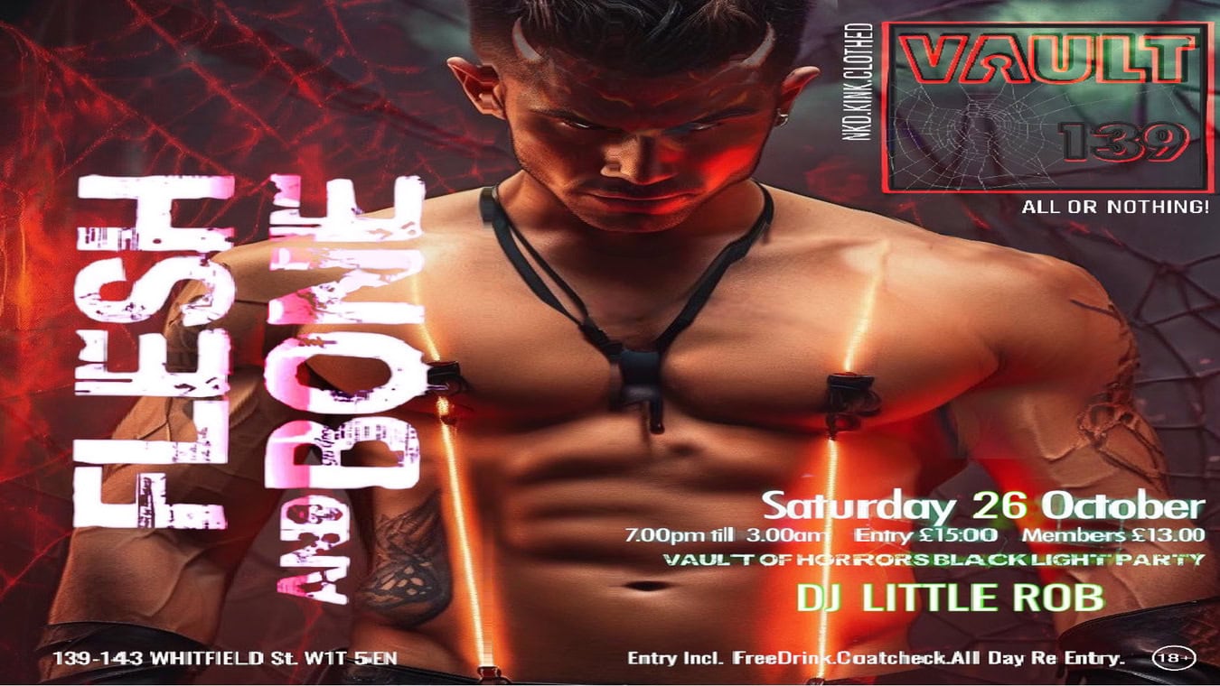 Flesh and Bone Halloween Party event at gay club Vault 139 in London