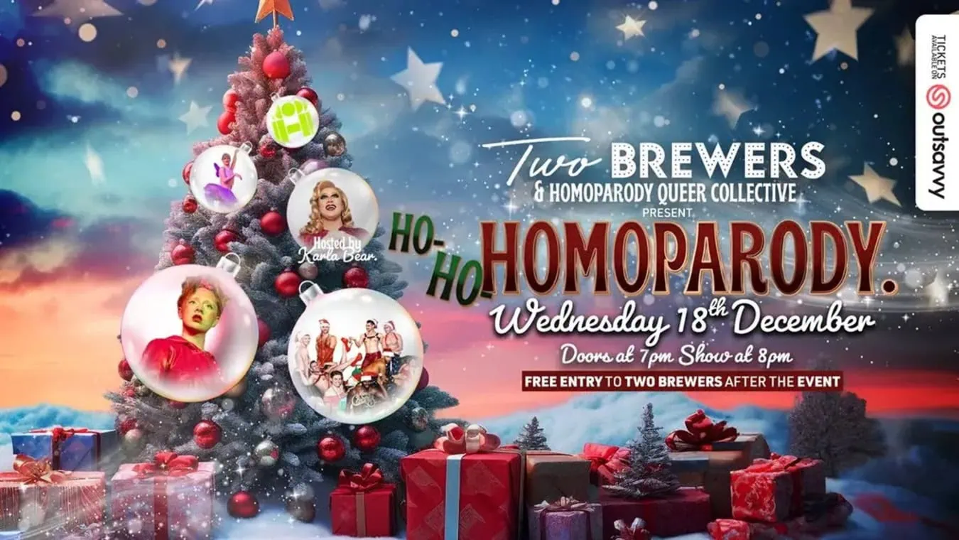 Homoparody Christmas party at Gay Bar The Two Brewers, South London.