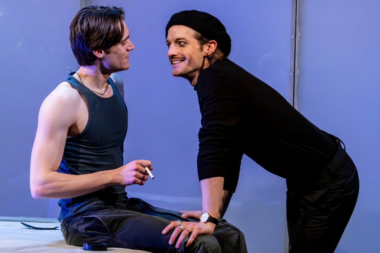 Photos of "on-stage eye candy" in Fucking Men at Waterloo East, running to 4 May 2025