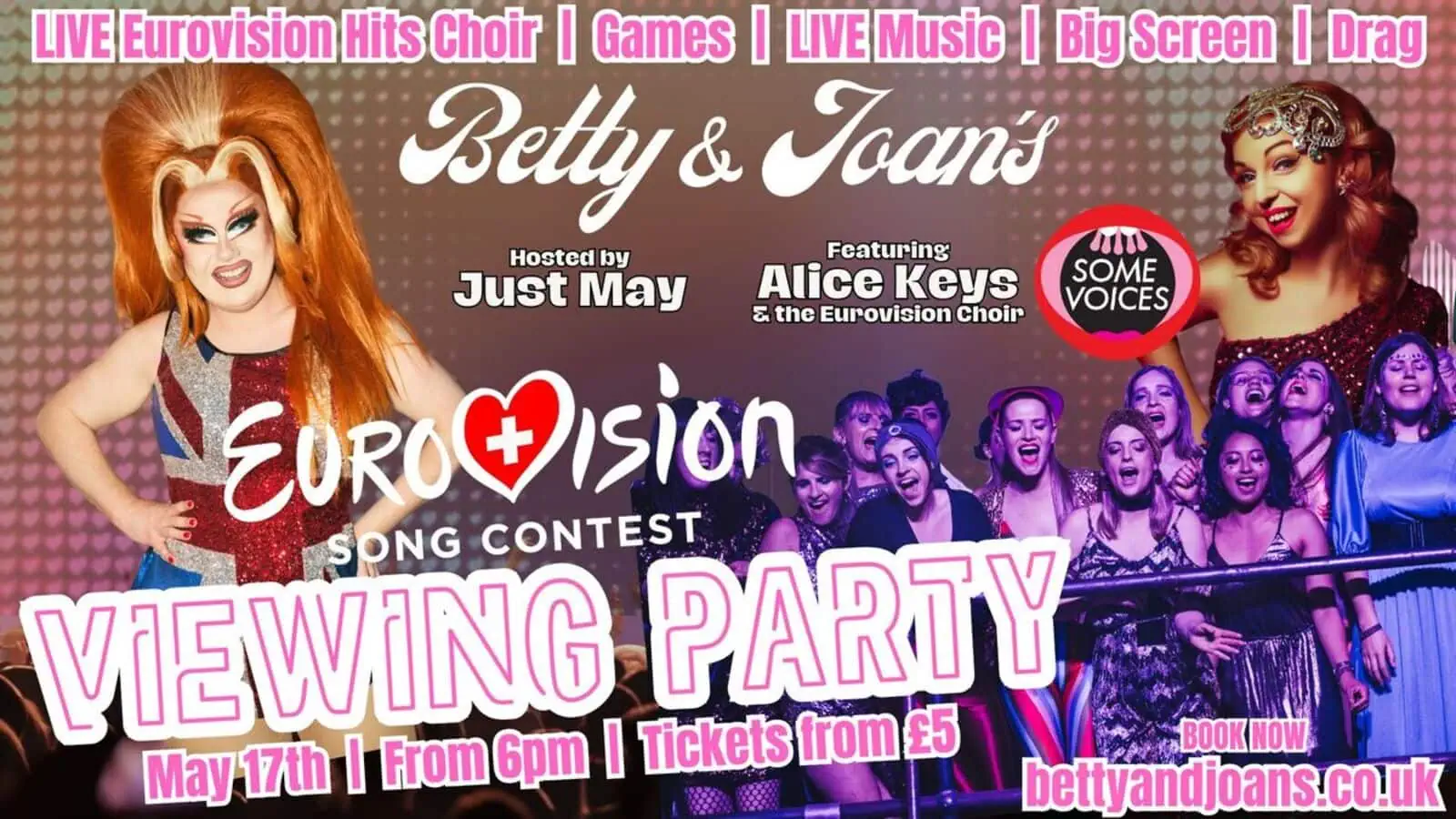 Betty & Joan's is an LGBTQ I bar in South London and on 17 May 2025 they will be having a Eurovision Viewing Party.