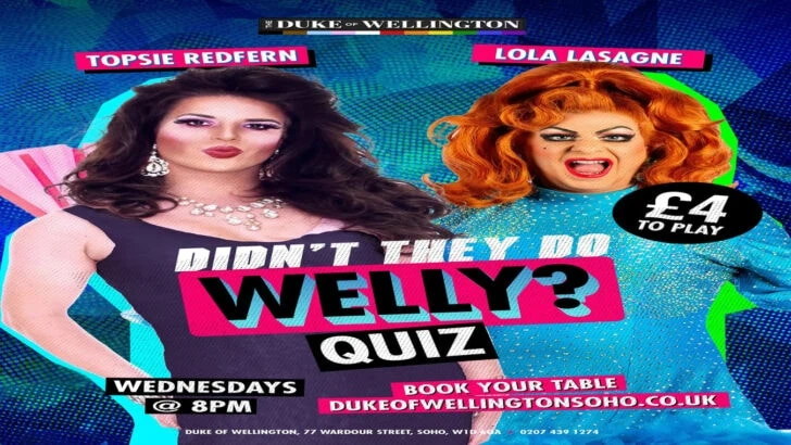 LGBTQ+ quiz night at gay bar The Duke of Wellington in Soho, London.