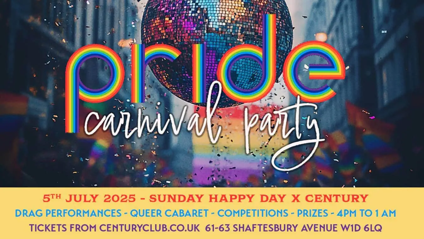 Queer party at century club in London.