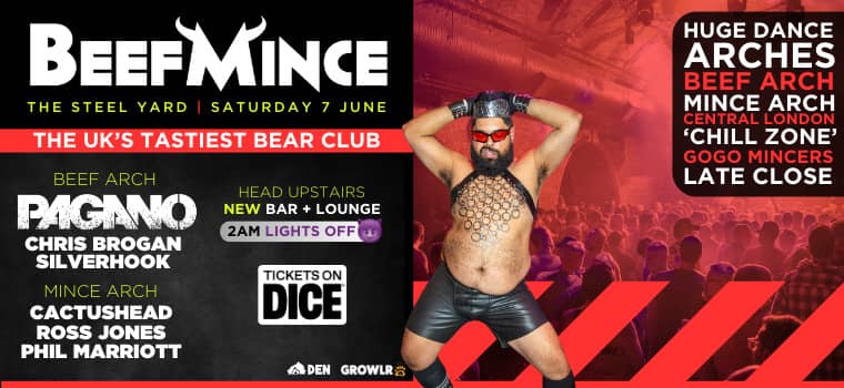 BEEFMINCE is a gay men's club night at The Steel Yard in London