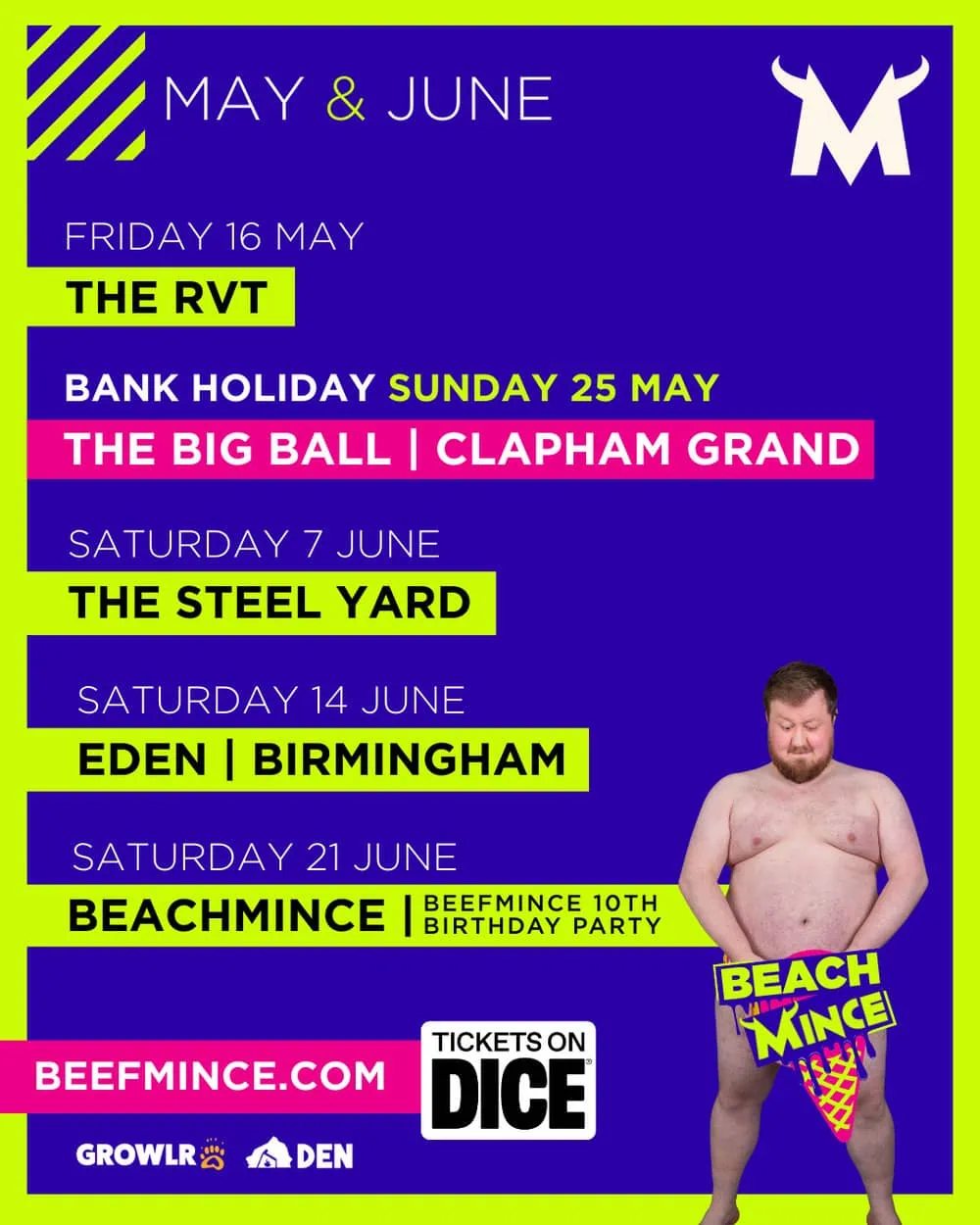 Beefmince events during May and June