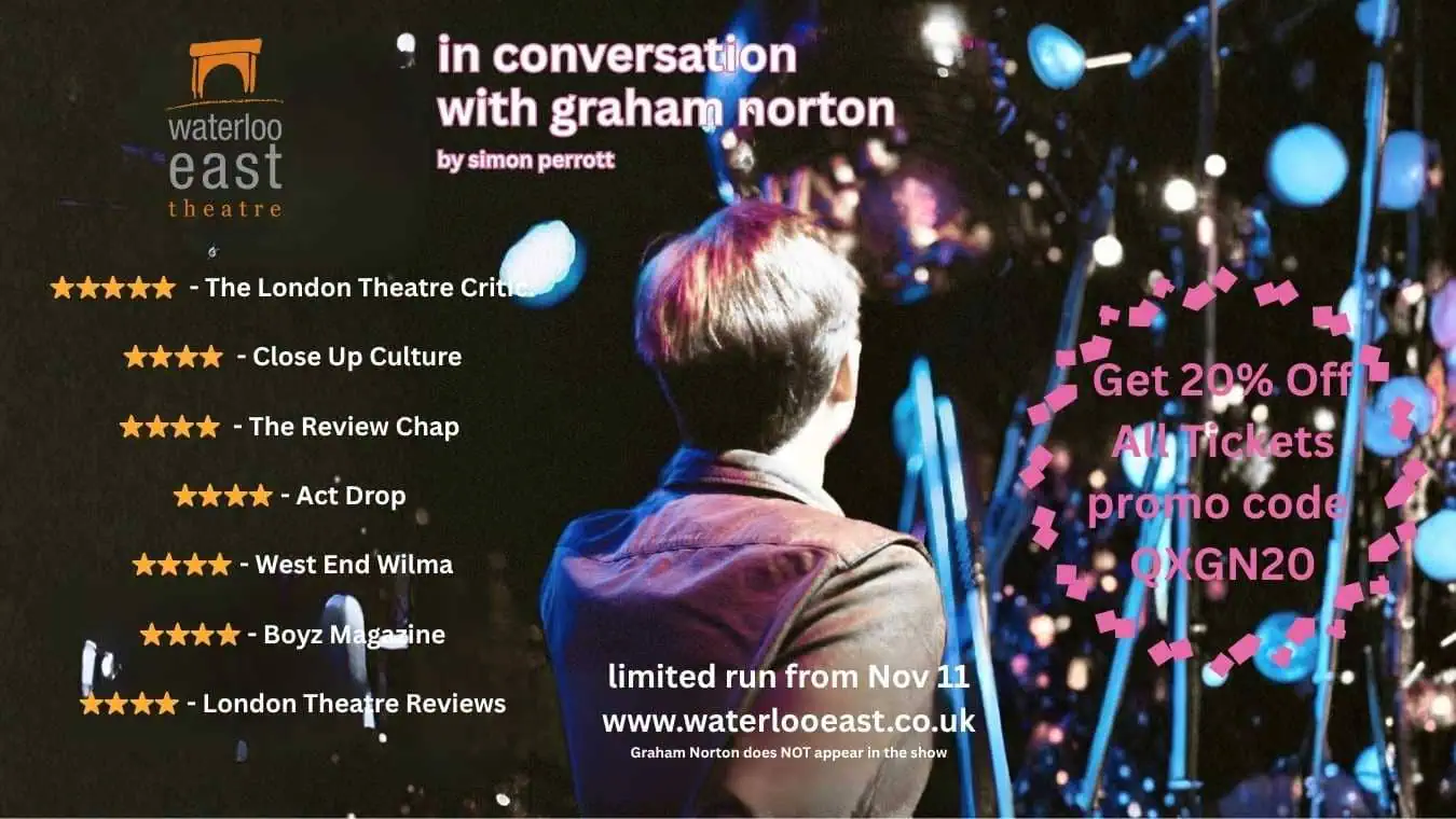 in conversation with graham Norton is a gay play at Waterloo East Theatre in London.
