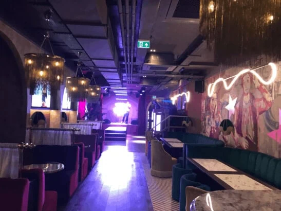 The Black Cap gay cabaret bar in Camden, London. View of interior.