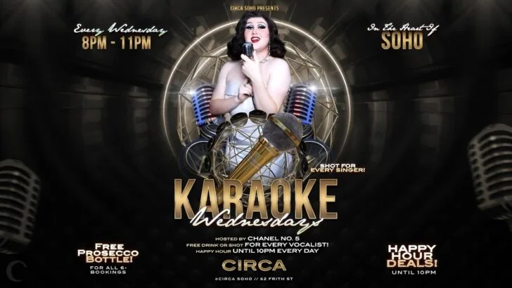 Karaoke Wednesday at gay bar Circa Soho, London.