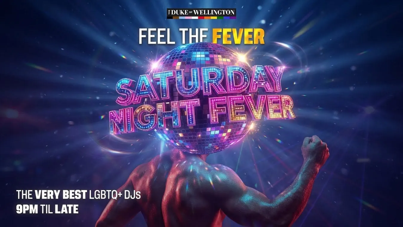 Gay Saturday night in Soho, London, at The Duke of Wellington gay bar.