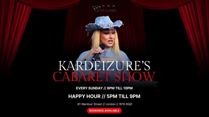 Drag cabaret show on a Sunday night in a gay bar in Soho, London.