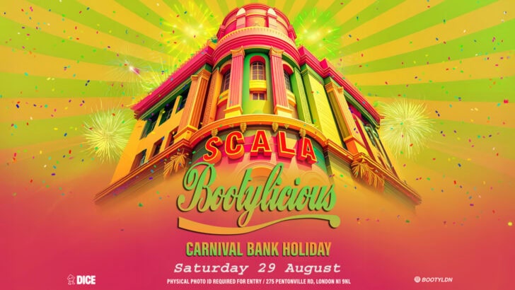 Bootylicious Carnival Party is a Black queer club night at Scala in London on the 29th August 2026.