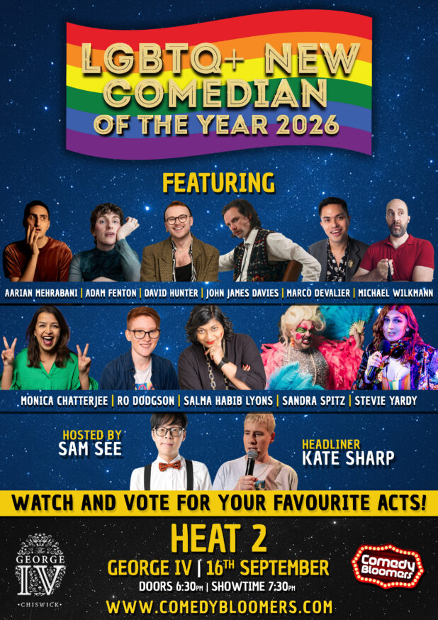  The LGBTQ+ New Comedian Of The Year competition has become one of the UK’s leading platforms for emerging LGBTQ+ standup talent.