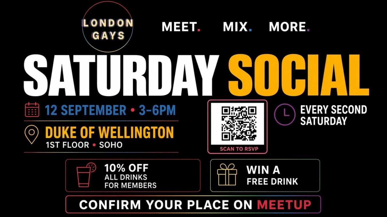Gay Saturday social in Soho, London.