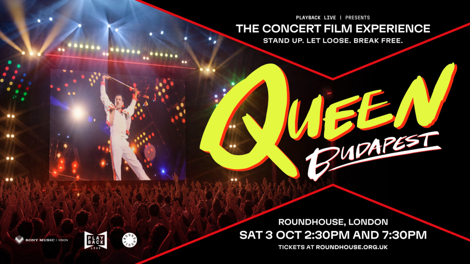 Poster for Queen Budapest: The Concert Film Experience at London’s Roundhouse on 3 October 2026
